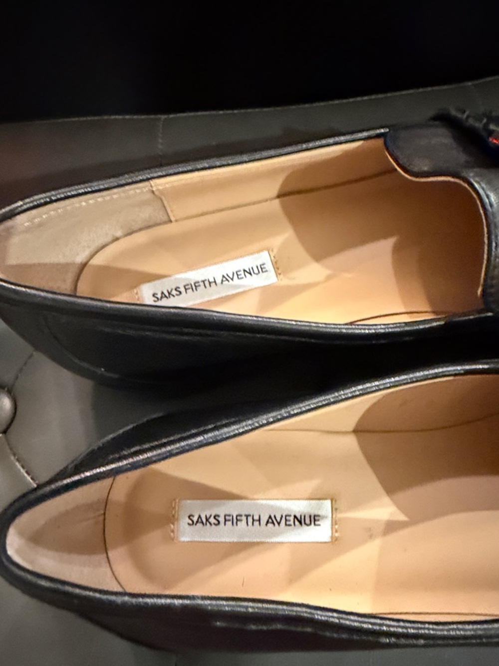 Saks Fifth Avenue Black Leather Penny Loafers